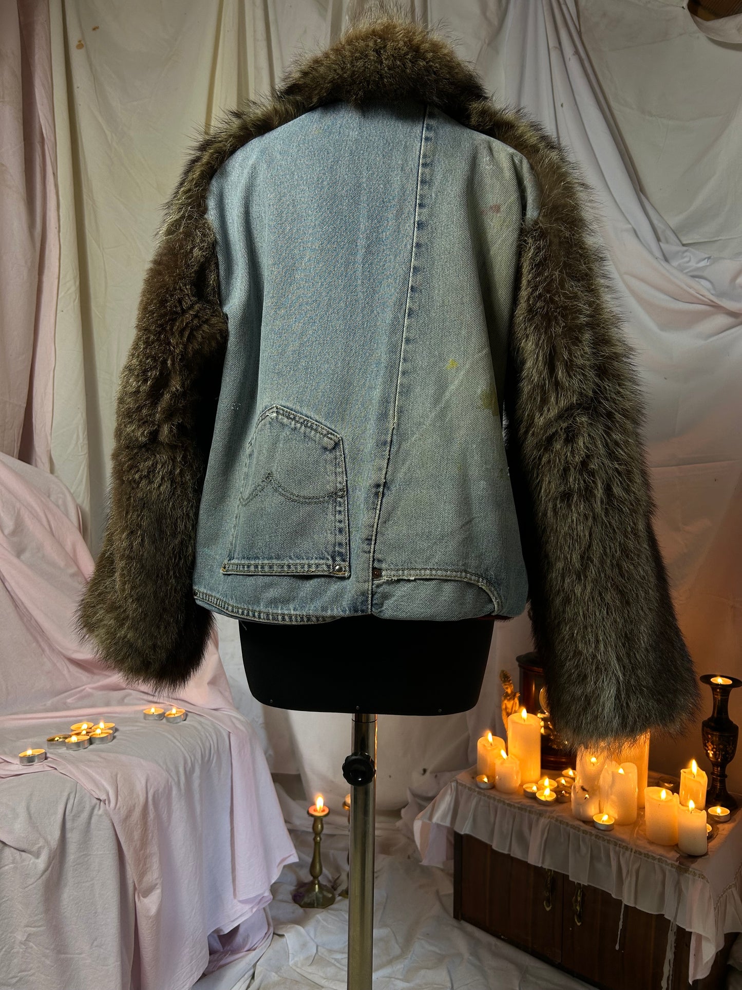 fur-denim jacket