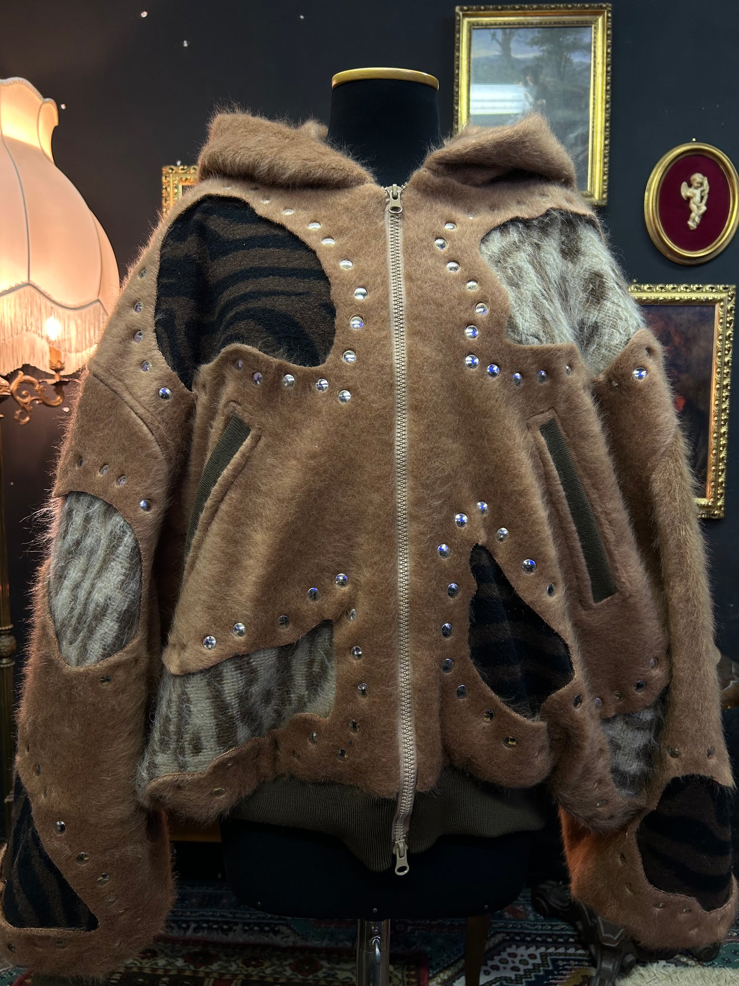 mohair zip up hoodie