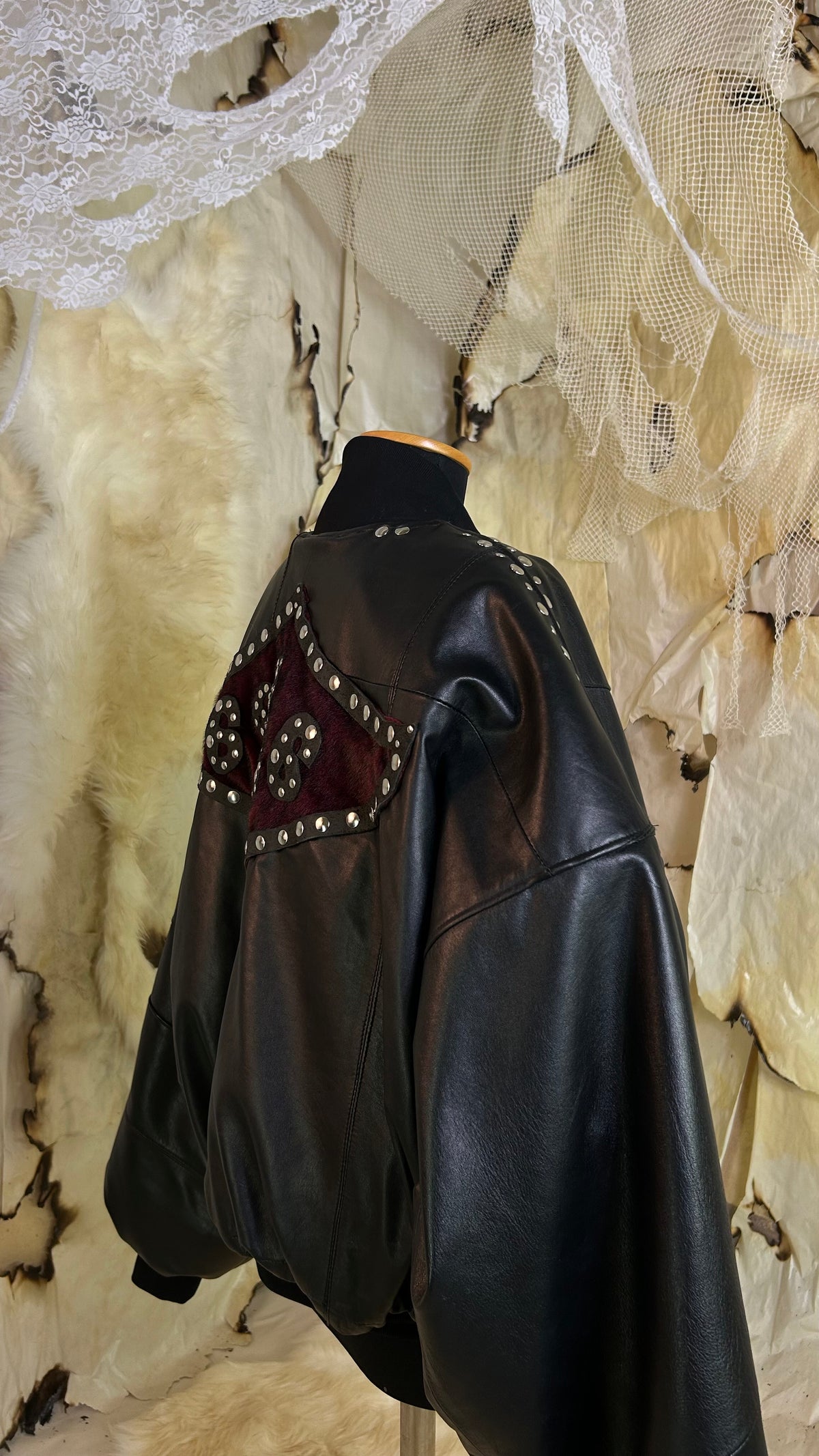 |666| leather bomber jacket