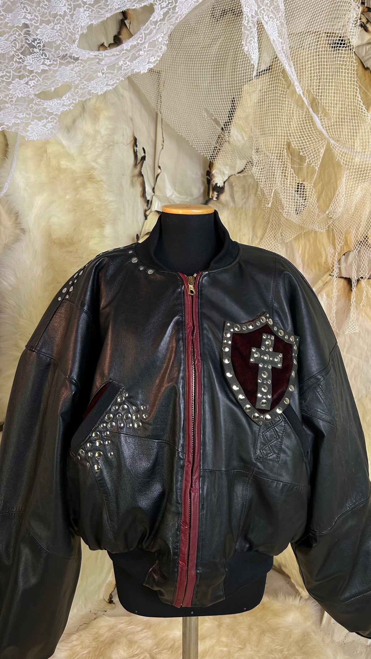 |666| leather bomber jacket