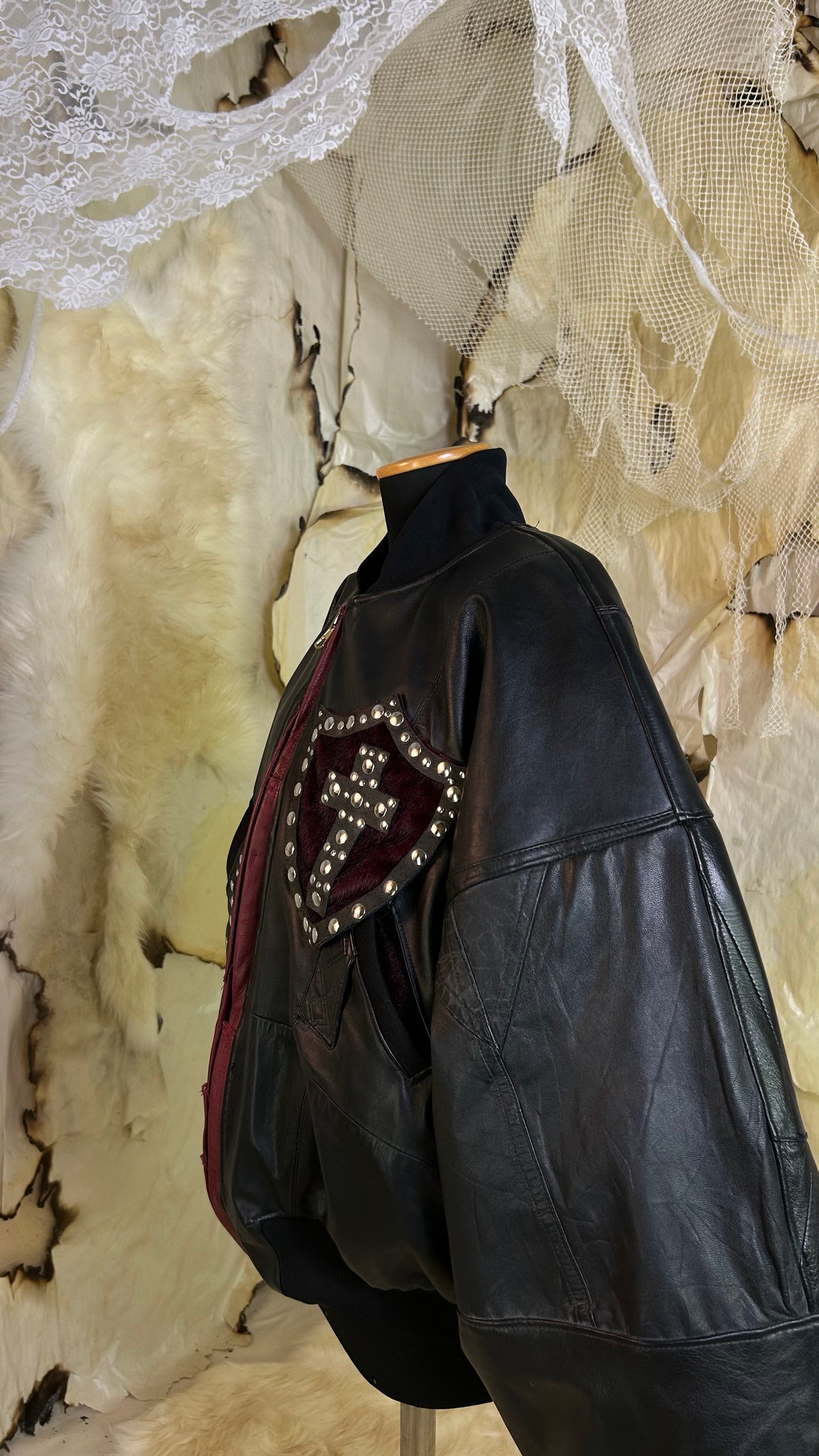 |666| leather bomber jacket
