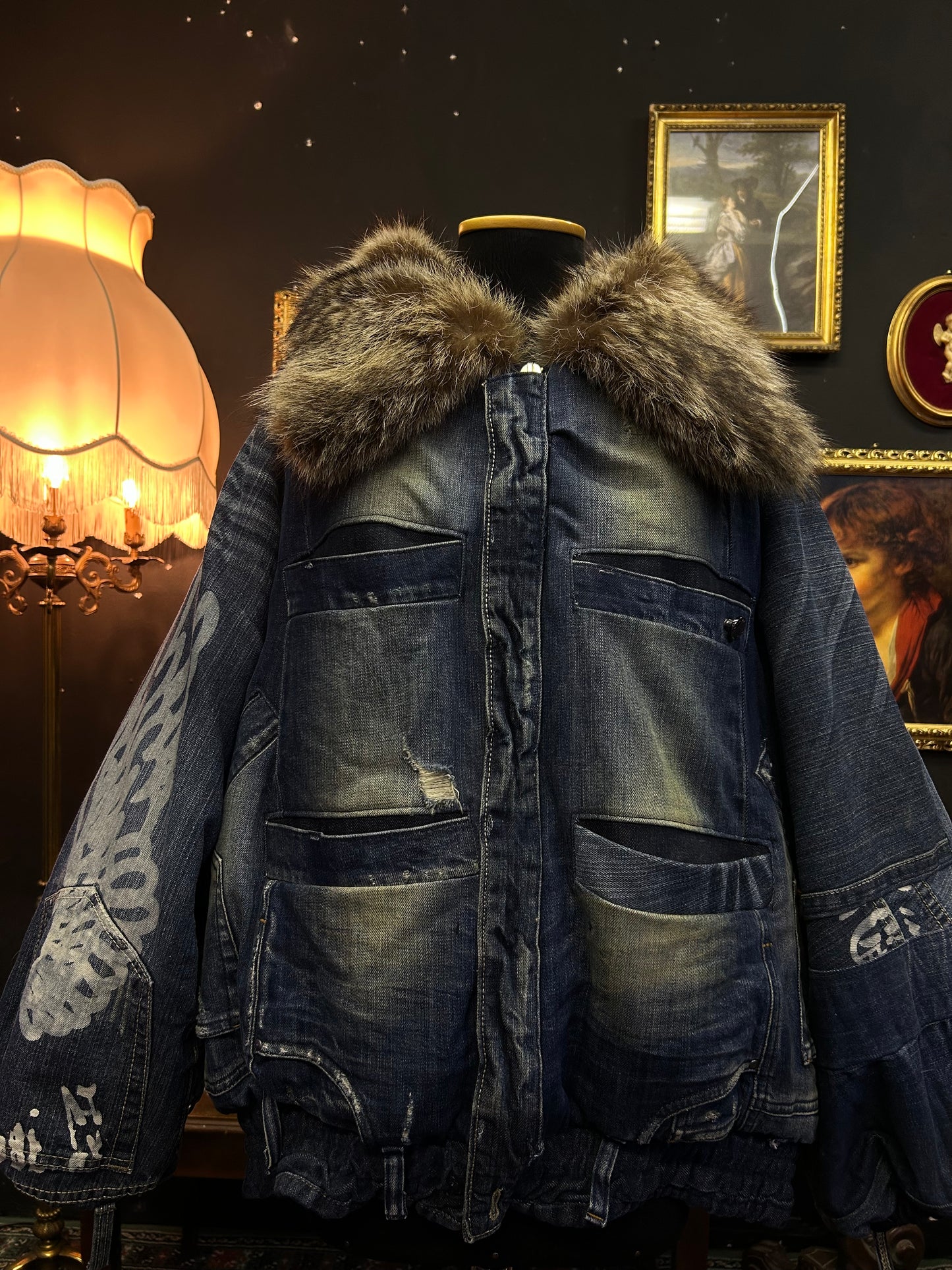 denim fur jacket