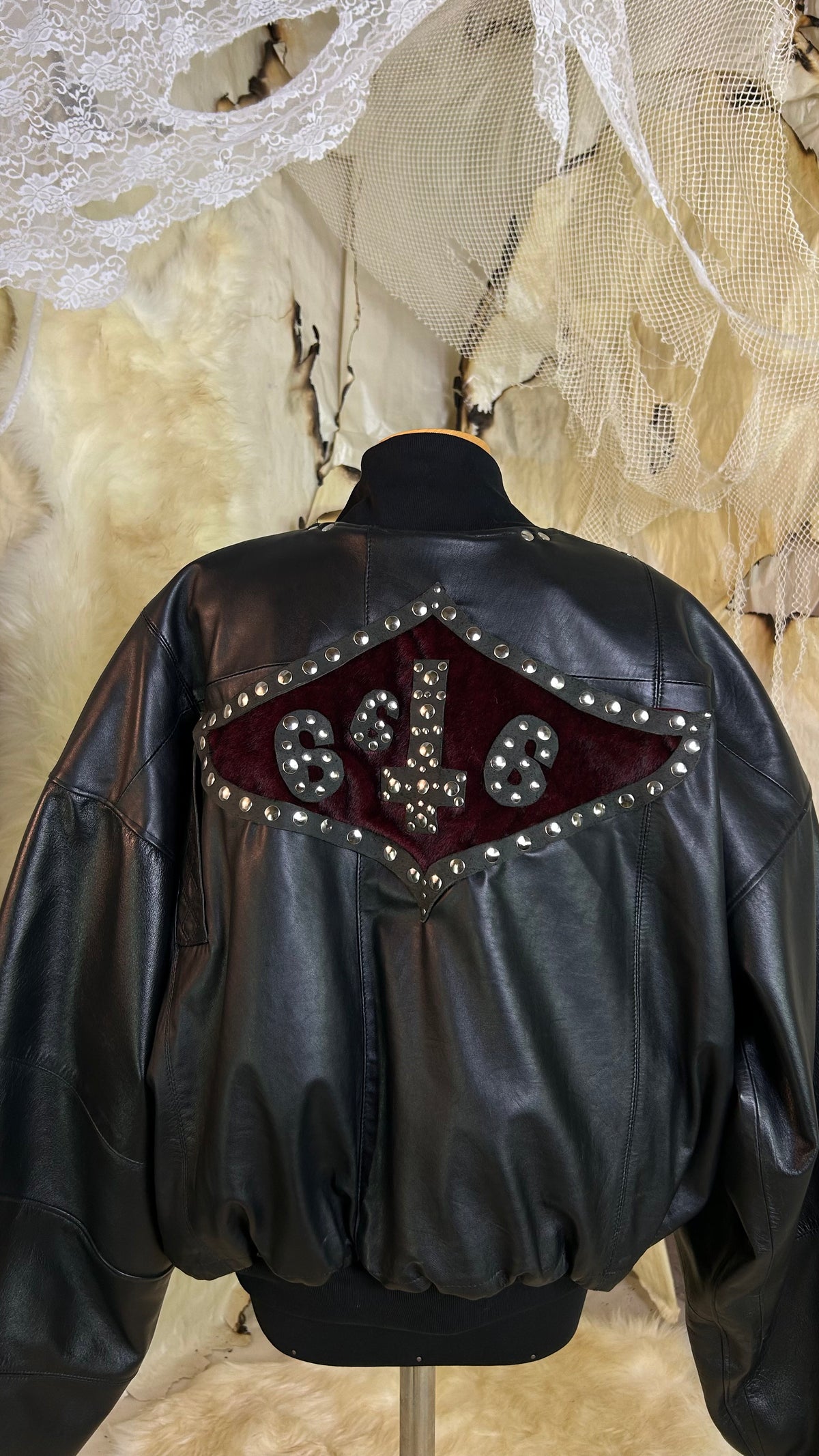 |666| leather bomber jacket