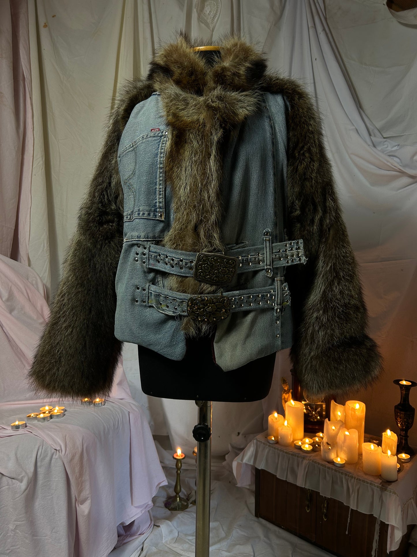 fur-denim jacket