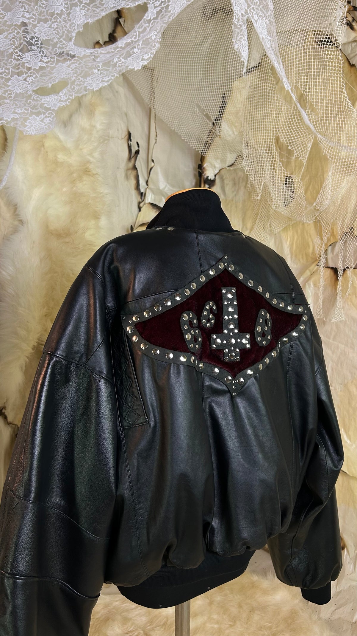 |666| leather bomber jacket