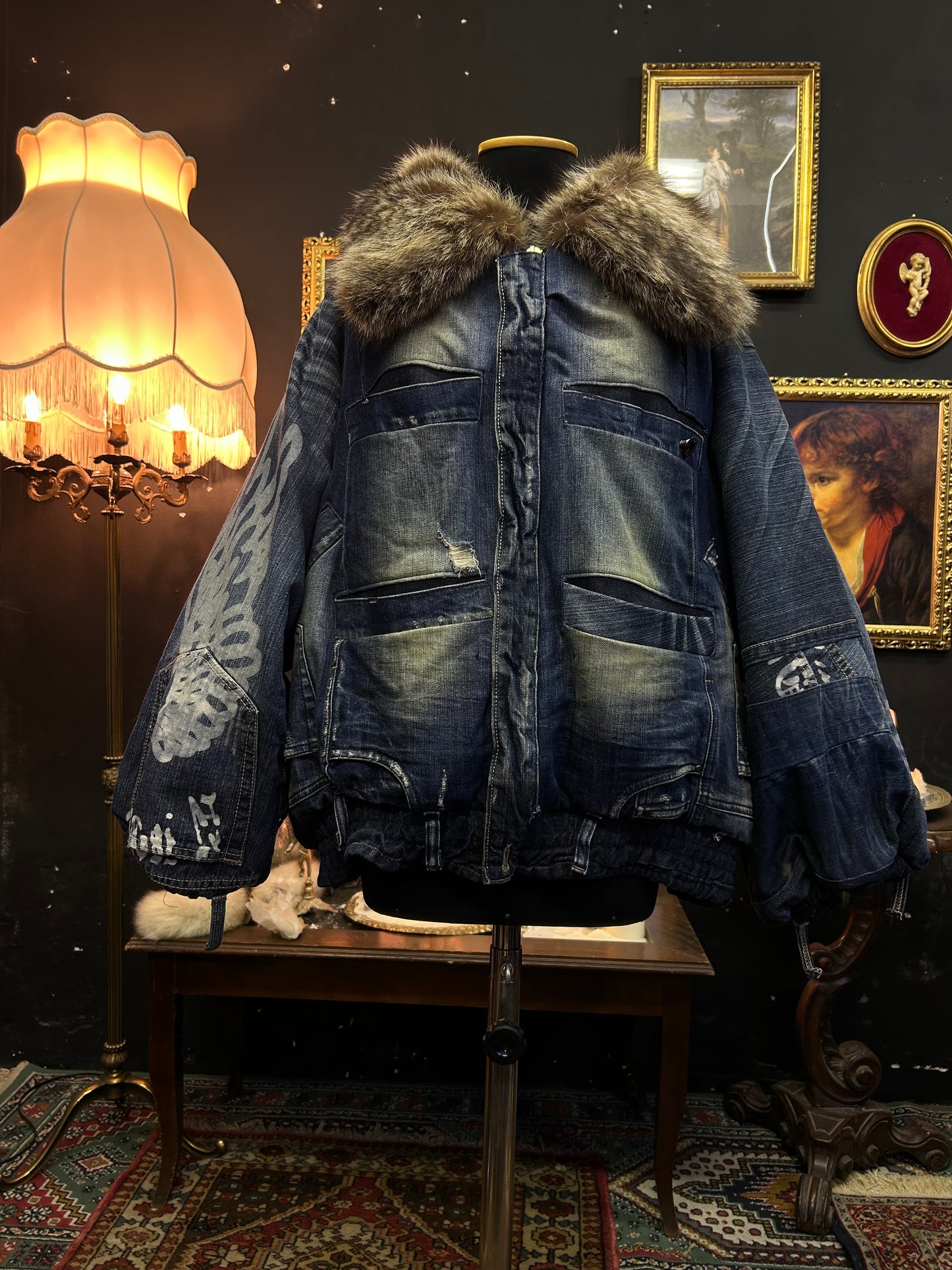 denim fur jacket